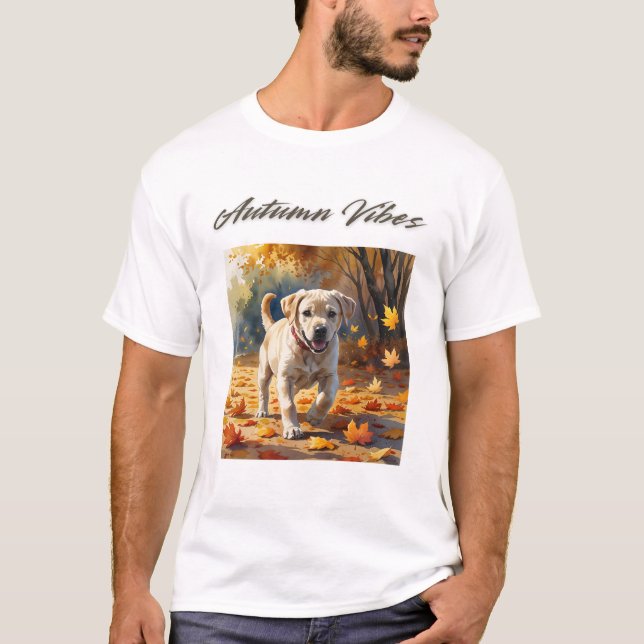 Autumn Vibes Labrador Puppy T-Shirt (Framsida)