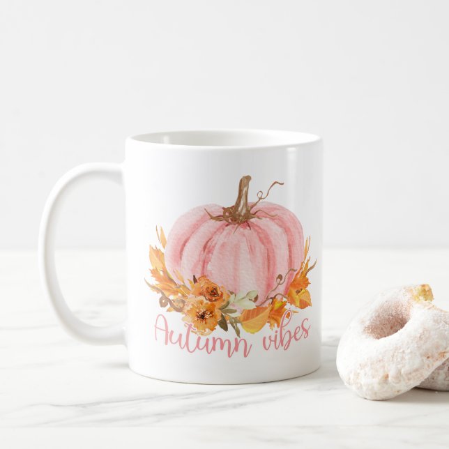 Autumn Vibes Rosa Pumpkin Coffee Mugg (Med munk)