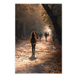 Autumn Walk i Golden Park Lane - fredlig natur Fototryck
