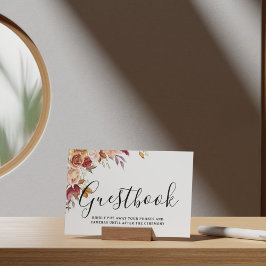 Autumn Watercolor Blommigt Bröllop Guestbook-tecke Poster