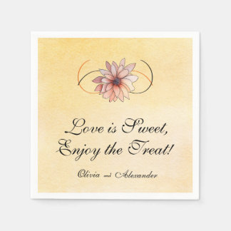 Autumn Watercolor Blommigt Terracotta Gult Bröllop Pappersservett