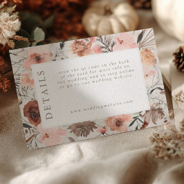 Autumn Watercolor Boho Floral Wedding Info Tilläggskort