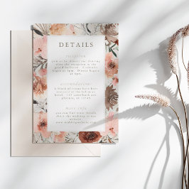 Autumn Watercolor Boho Floral Wedding Info Tilläggskort