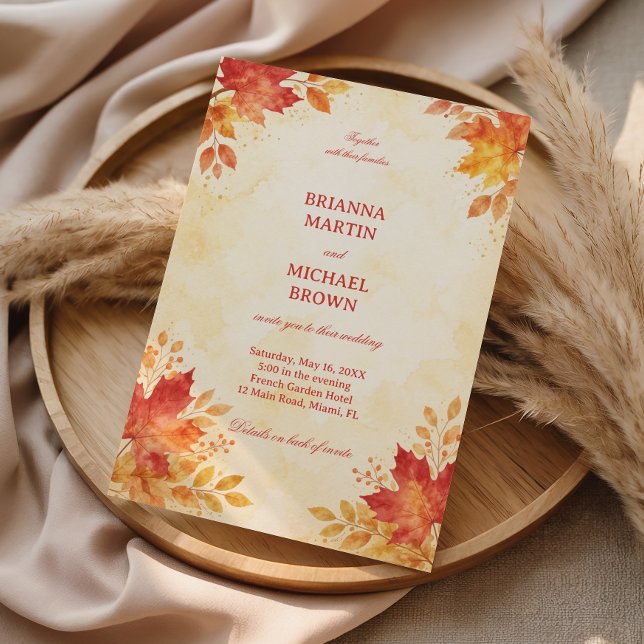 Autumn Watercolor Leaves Warm Inbjudningar (Skapare uppladdad)