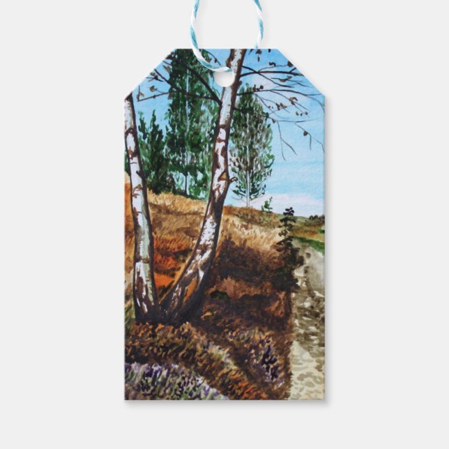 Autumn watercolor painting presentetikett (Framsidan)