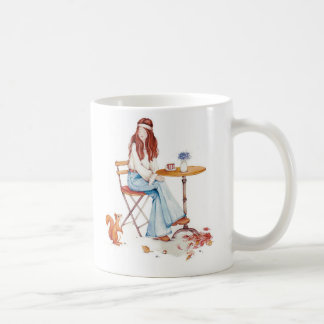 Autumn Whimsy – Girl, Coffee & Curious Squirrel Mu Kaffemugg