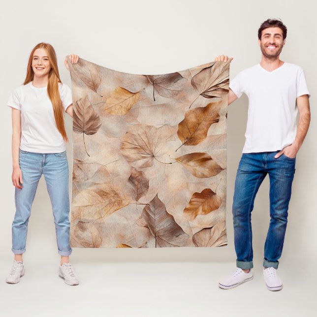 Autumn Whisper - Fall Leaves in Warm Earth Tones 5 Fleecefilt (På plats)