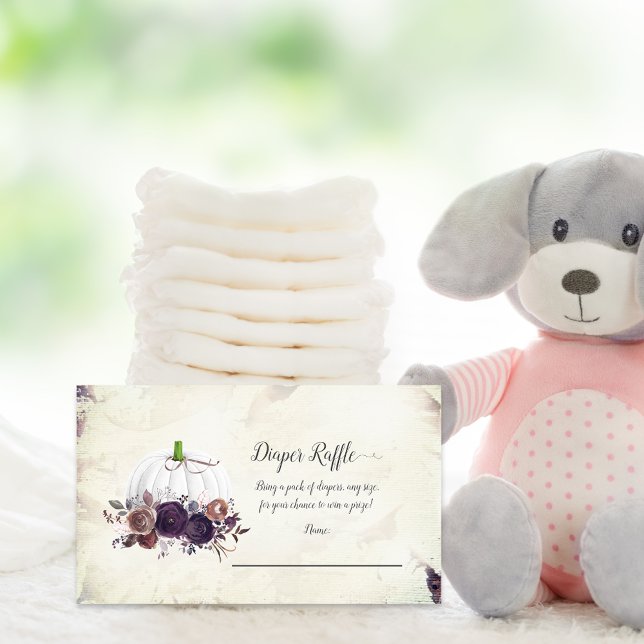 Autumn White Pumpkin Baby Diaper Raffle Tilläggskort (Skapare uppladdad)