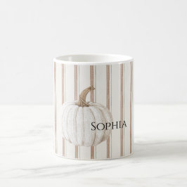 Autumn White Sticka Pumpkin Kaffemugg