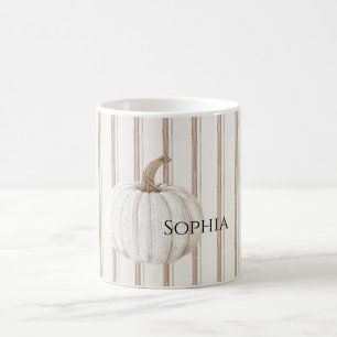 Autumn White Sticka Pumpkin Kaffemugg