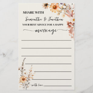 Autumn Wildblomma Advice för par Shower Card Flygblad