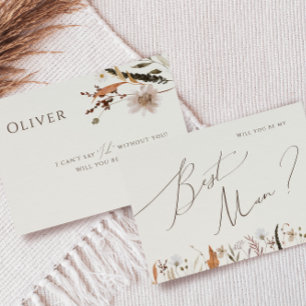 Autumn Wildblomma Beige Best Man Frieri Card Inbjudningar