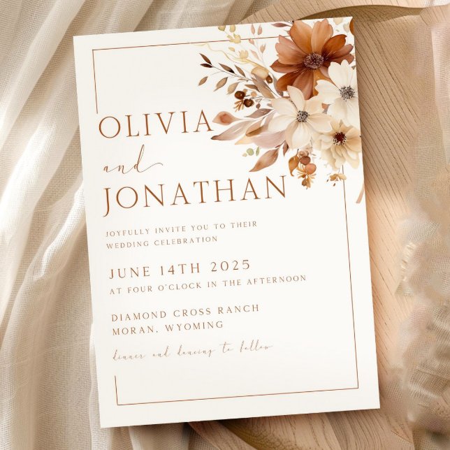 Autumn Wildblomma Bröllop Fall Blommigt Bröllop Bo Inbjudningar (Skapare uppladdad)