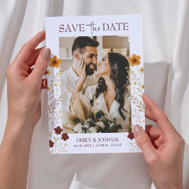 Autumn WildblommBoho Bröllop Photo Spara Datumet