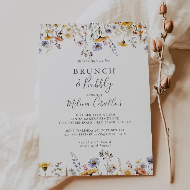 Autumn WildblommBrunch och Bubly Möhippa Inbjudningar (Skapare uppladdad)