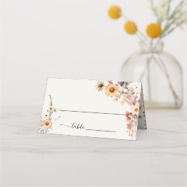 Autumn Wildblommor Boho Bröllop Guest Namn Foldat Placeringskort