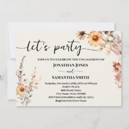 Autumn Wildblommor Låt oss Party Förlovning Bröllo Inbjudningar