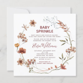 Autumn Wildblommor Watercolor Baby Sprinkle Inbjudningar
