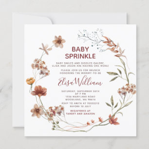 Autumn Wildblommor Watercolor Baby Sprinkle Inbjudningar