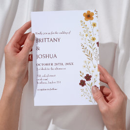 Autumn Wildbloms Elegant Boho Wedding-inbjudan Inbjudningar