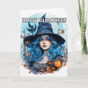 Autumn Witch HAPPY HALLOWEEN Kort