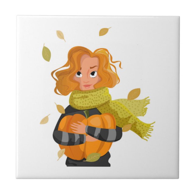 AUTUMN WOMAN KAKELPLATTA (Framsidan)