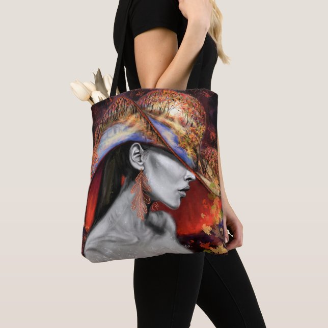 Autumn Woman Tote Bag Tygkasse (Närbild)