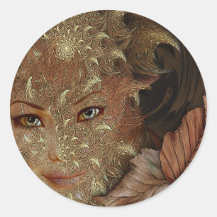 Autumn Wood Nymph Round Stickers Runt Klistermärke