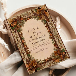 Autumn Woodland Botanical Quinceañera Spara Datumet