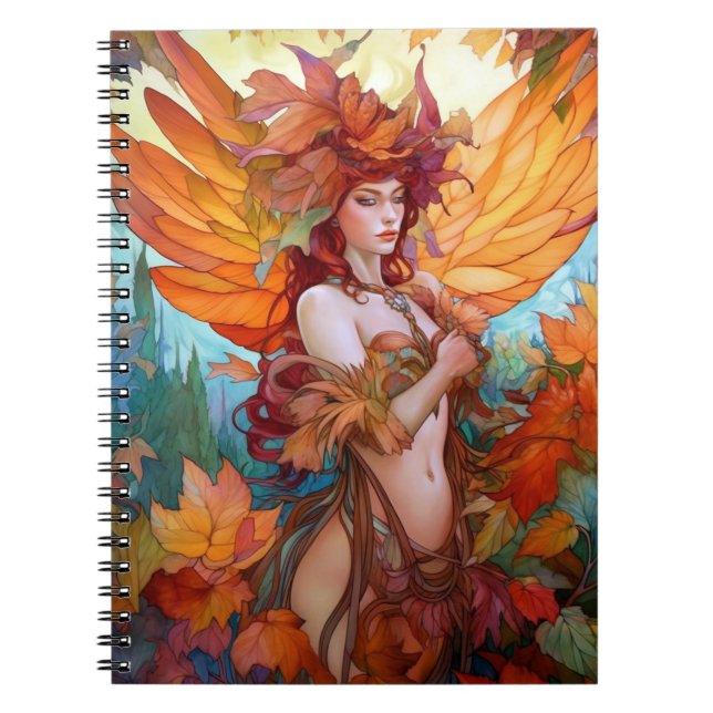 Autumn Woodland Fairy Fantasy Art Anteckningsbok (Framsidan)