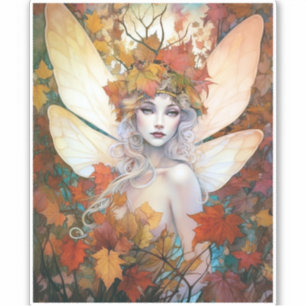 Autumn Woodland Fairy Fantasy Art Klistermärken