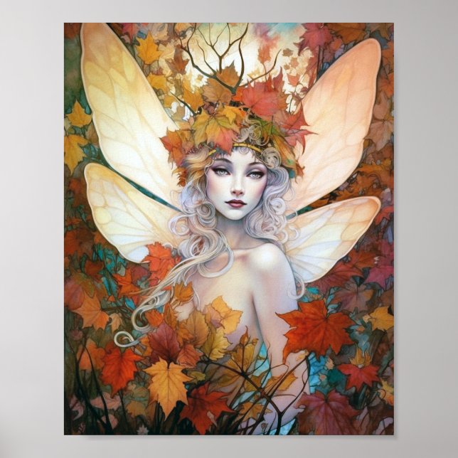 Autumn Woodland Fairy Fantasy Art Poster (Framsidan)