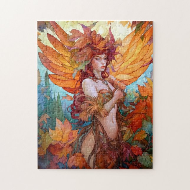 Autumn Woodland Fairy Fantasy Art Pussel (Vertikal)