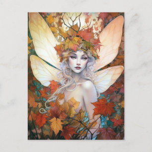 Autumn Woodland Fairy Fantasy Art Vykort