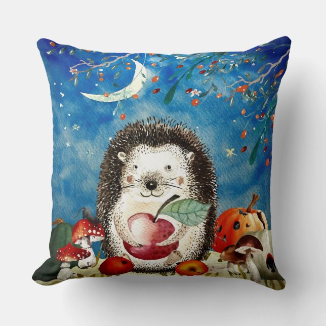 Autumn Woodland Friends Hedgehog Forest Teckning Kudde (Framsida)