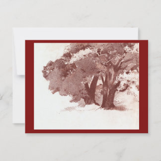 Autumn Woodland Oak Träd Art Vykort