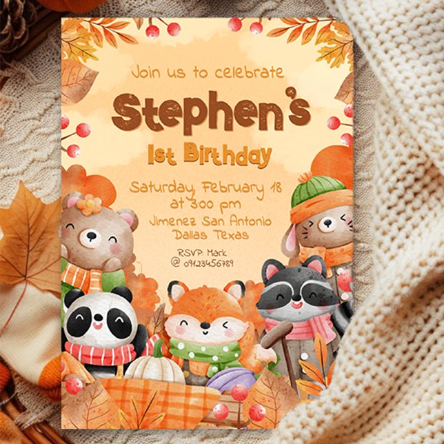 Autumn Woodlands Birthday Inbjudningar (Autumn Woodlands Birthday Invitation)