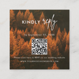 Autumn Woods Minimalist Wedding RSVP Card Tilläggskort