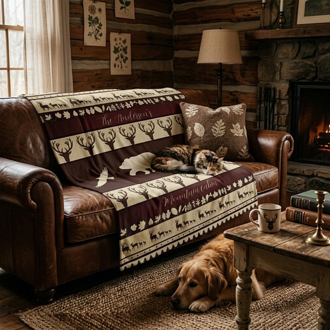 Autumn woods personalized cabin fleecefilt (Skapare uppladdad)