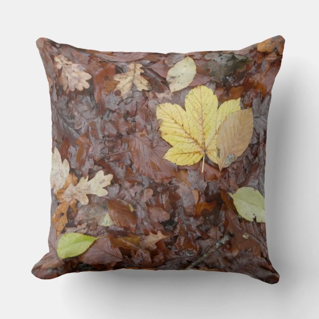 Autumn & Yellow Leaves Pattern Throw Pillow Kudde (Framsida)