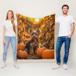 Autumn Yorkie Valp Fleecefilt