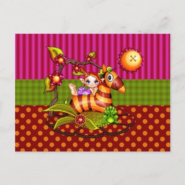 Autumn Zebra Pixel Art Vykort (Framsida)