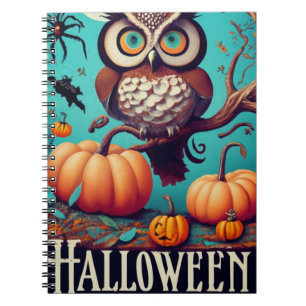 Autumnal Allure Uggla och Pumpkin Halloween Anteckningsbok