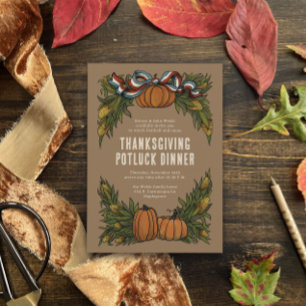Autumnal Americana Harvest Thanksgiving Inbjudningar