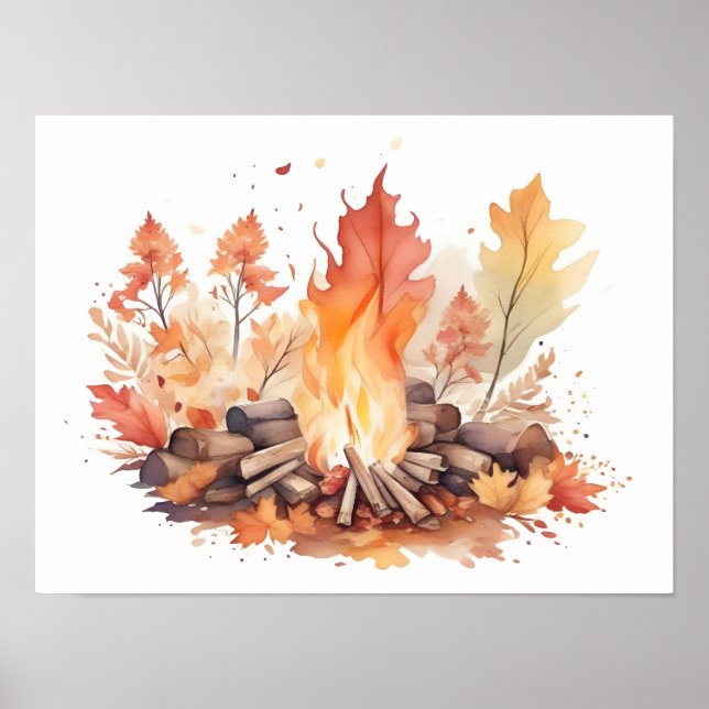Autumnal Campfire Watercolor Poster (Framsidan)