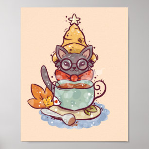 Autumnal Cat Poster