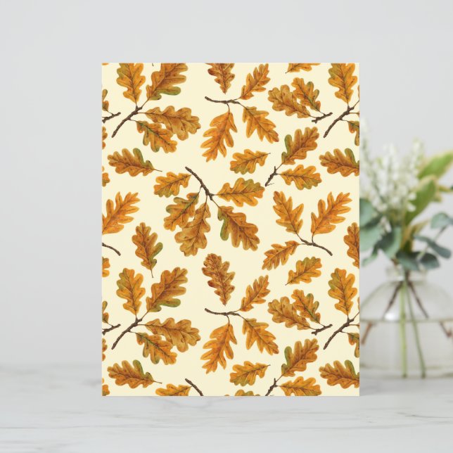 Autumnal ek löv på benvit (Stående Fram)