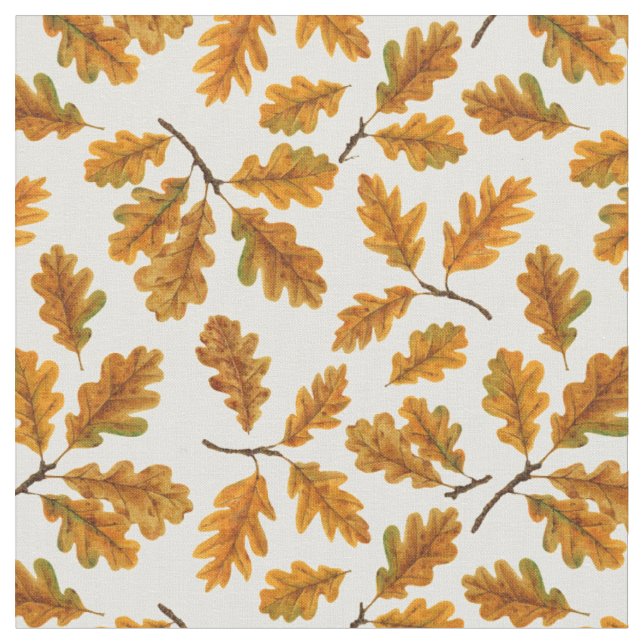 Autumnal ek löv på benvit tyg (Närbild)