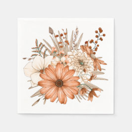 Autumnal Färg Blommigt Foliage Thanksgiving Pappersservett