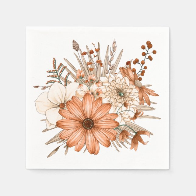 Autumnal Färg Blommigt Foliage Thanksgiving Pappersservett (Framsidan)